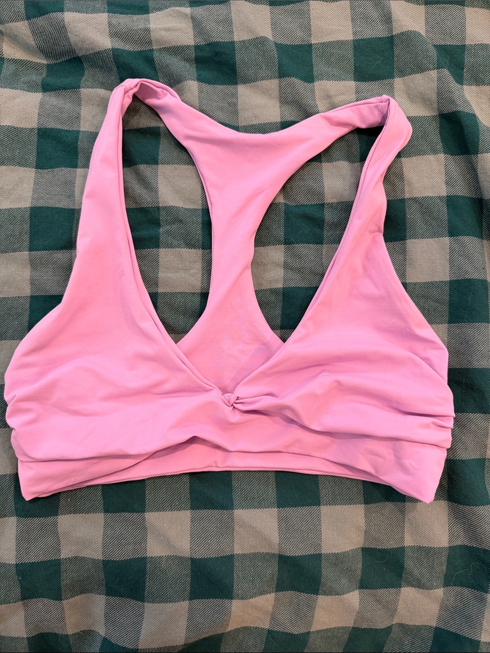 l*space Pink Twist-Front Racerback Bikini Top
